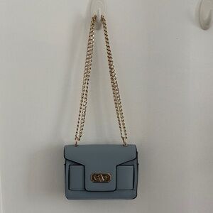Baby Blue Gold Chain Strap Purse
